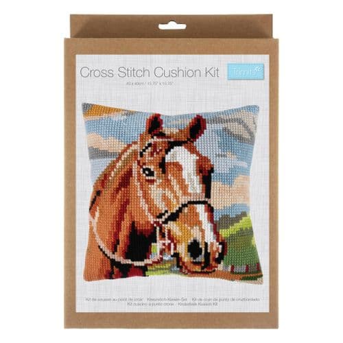Horse Brown cushion cross stitch kit