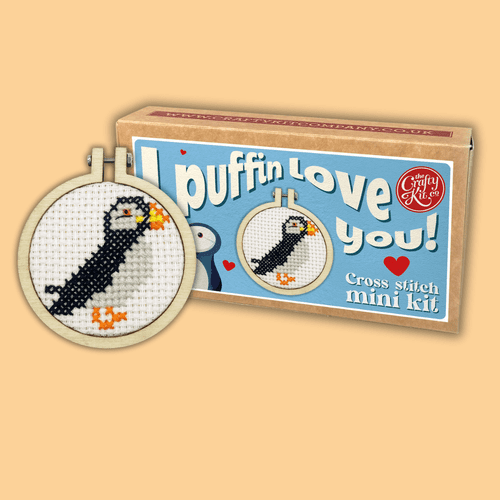 I Puffin Love You! Matchbox Mini Cross Stitch Kit