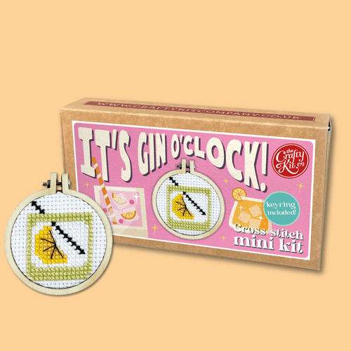 It's Gin O'Clock Matchbox Mini Cross Stitch Kit