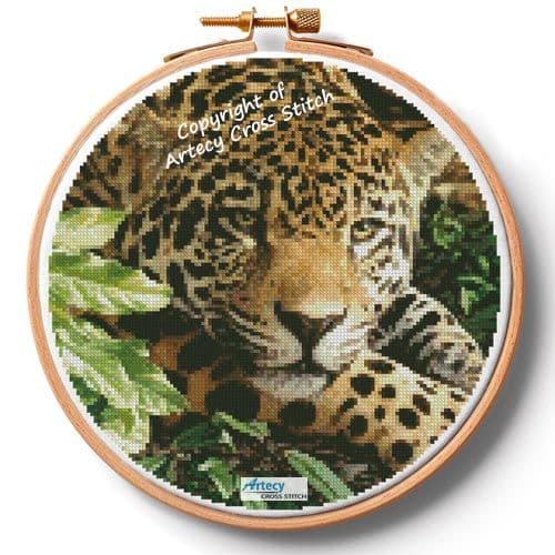 Jaguar at Rest Hoop (Large) by Artecy printed cross stitch chart