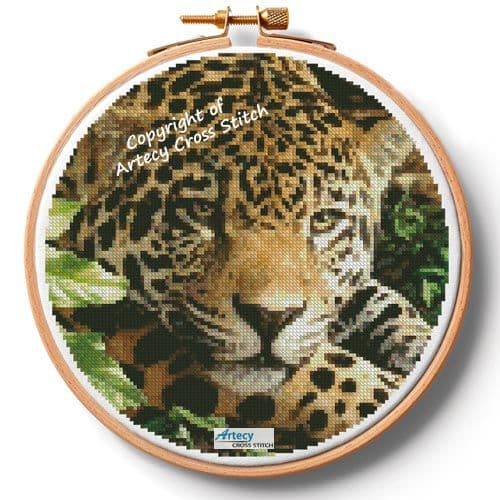 Jaguar at Rest Hoop (Medium) by Artecy printed cross stitch chart