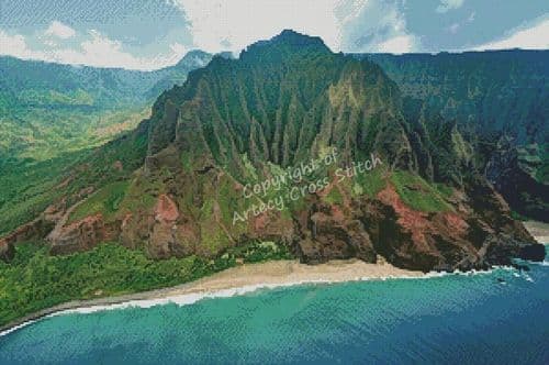 Kalepa Ridge, Kauai Hawaii by Artecy printed cross stitch chart