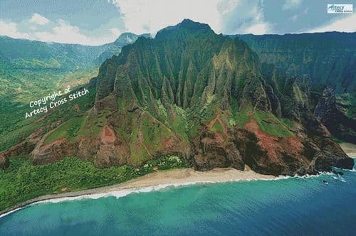 Kalepa Ridge, Kauai Hawaii (Large) by Artecy printed cross stitch chart