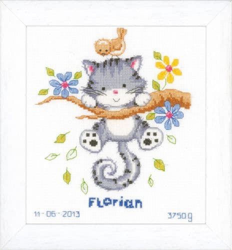 Kitten Birth Record Counted Cross Stitch Kit by Vervaco