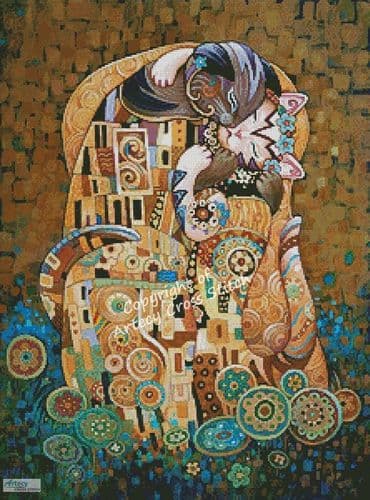 Kleo Kats The Kiss by Artecy printed cross stitch chart