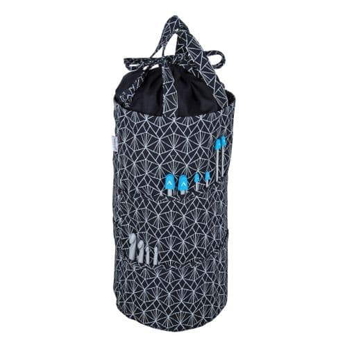 Knitting Bag: Drawstring with Outside Pockets: Deco