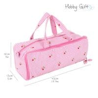 Knitting Bag with Pin Storage: Embroidered Cherries