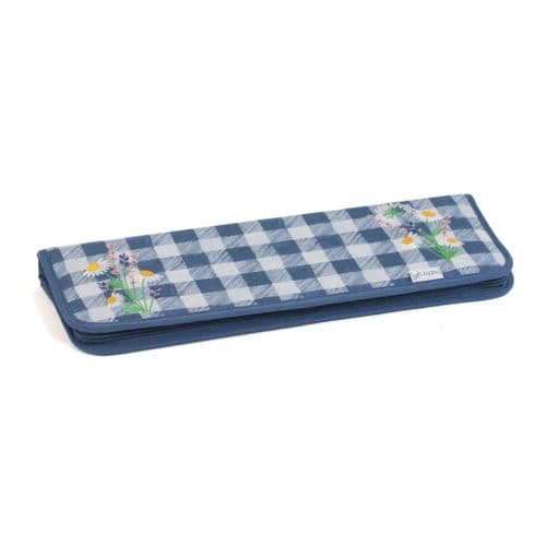 Knitting Needle Case: Embroidered: Wild Floral Plaid