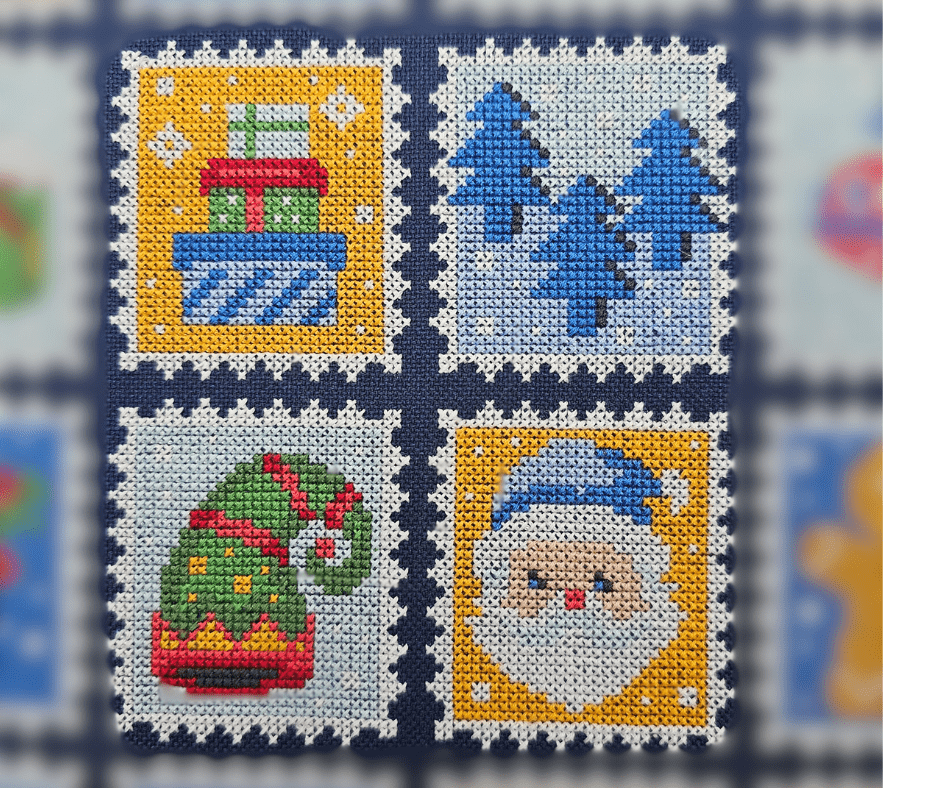 Lakeside Needlecraft Christmas Stamps Printed cross stitch chart & kit ...