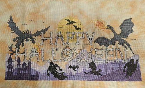 Lakeside Needlecraft Dragon Halloween Printed Cross stitch chart & kit options