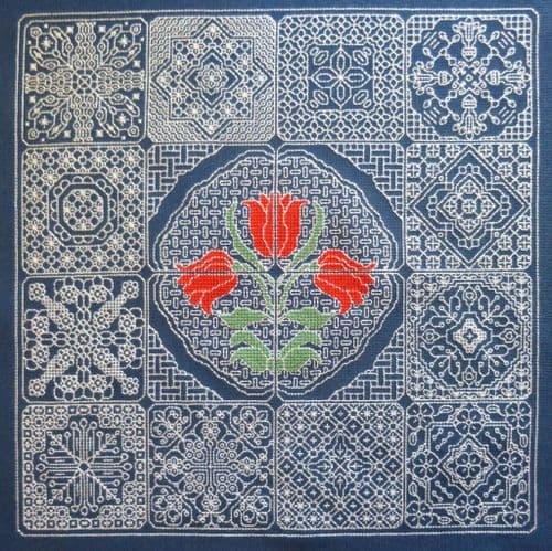 Lakeside Needlecraft Dutch Tile Blackwork Design Printed cross stitch chart & kit options