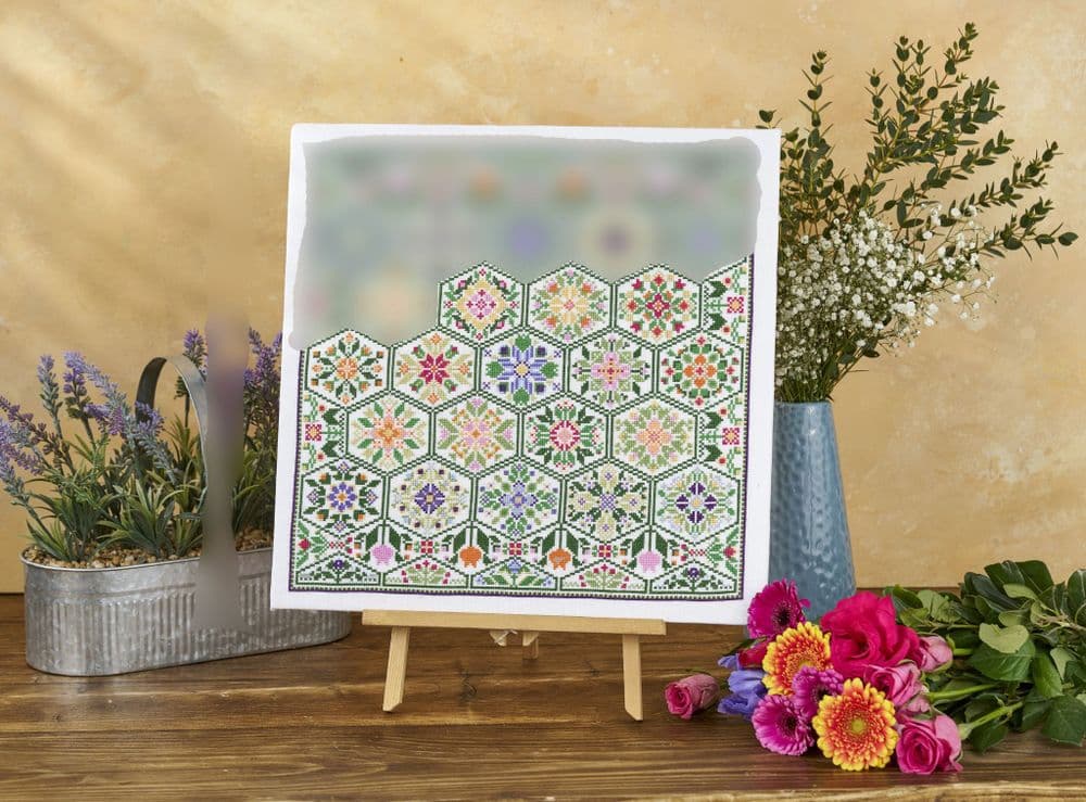 Lakeside Needlecraft Floral Hexagons Stitch Along PDF emailed chart & kit options