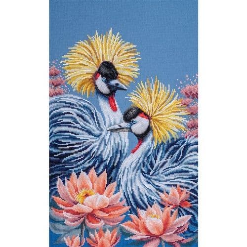 Lanarte Black Crowned Cranes Counted Cross Stitch Kit