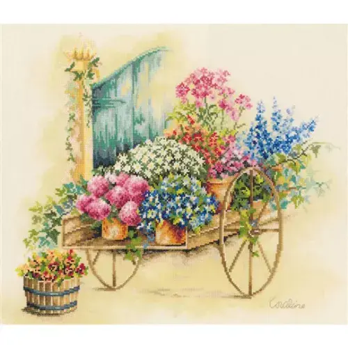 Lanarte Floral Cart Counted Cross Stitch Kit