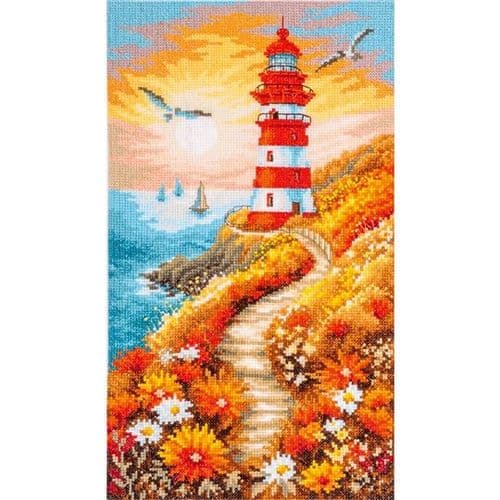 Lanarte Floral Lighthouse Path 14 Counted Cross Stitch Kit