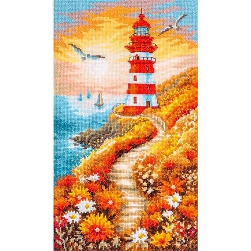 Lanarte Floral Lighthouse Path 27 Counted Cross Stitch Kit
