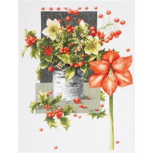 Lanarte Holly Jolly Amaryllis Counted Cross Stitch Kit