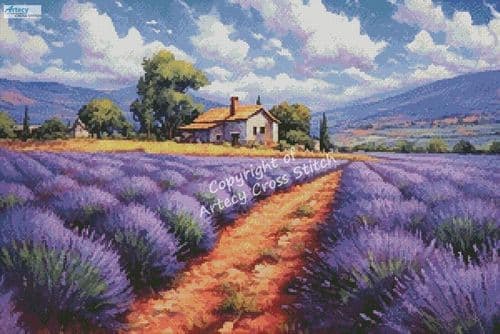 Lavender Farm by Artecy printed cross stitch chart