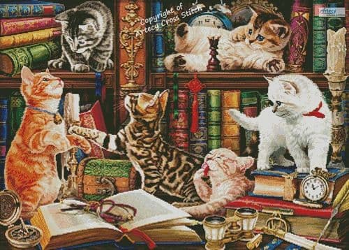 Library Kittens by Artecy printed cross stitch chart