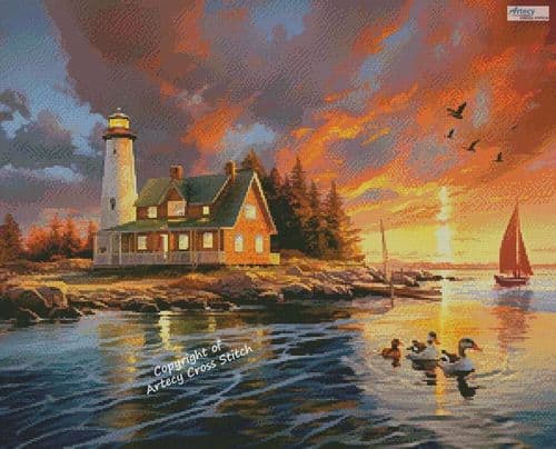 Lighthouse Inlet by Artecy printed cross stitch chart
