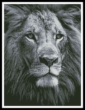 Lion Close Up (Black and White) by Artecy printed cross stitch chart