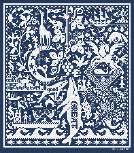 Long Dog Samplers Fishin' 4 Condiments printed cross stitch chart - LD161