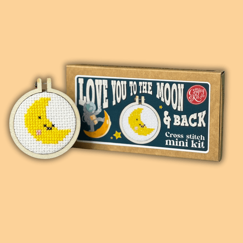 Love you to the moon and back Matchbox Mini Cross Stitch Kit