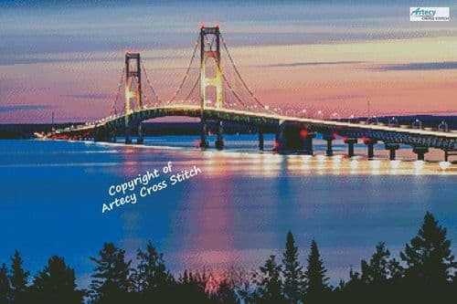 Mackinac Bridge by Artecy printed cross stitch chart