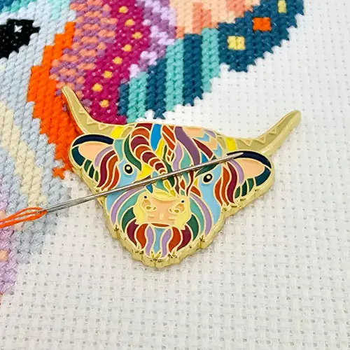 Mandala Highland Cow Needle Minder from Meloca Designs