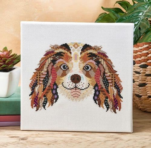 Mandala King Charles Spaniel Dog by Meloca Designs printed cross stitch chart