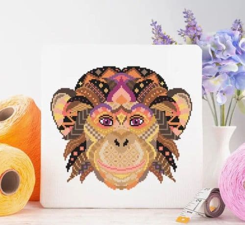 Mandala Monkey by Meloca Designs printed cross stitch chart
