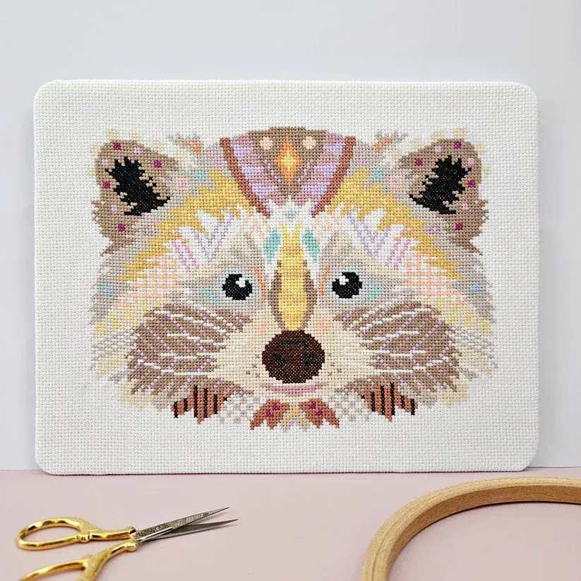 Mandala Raccoon by Meloca Designs printed cross stitch chart