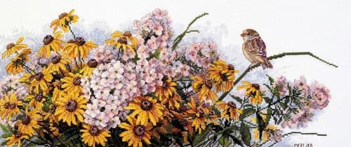 Merejka Black Eyed Susans and Phlox cross stitch kit