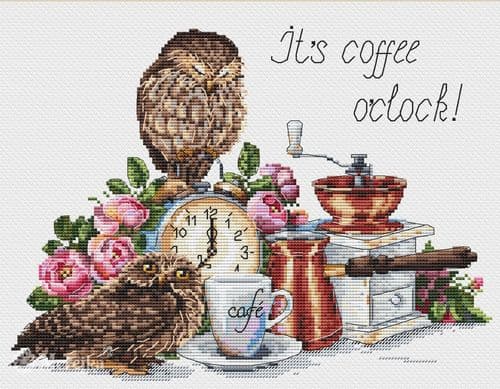 Merejka It's Coffee O'Clock cross stitch kit