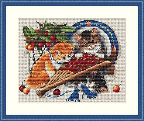 Merejka Kittens & Cherries cross stitch kit