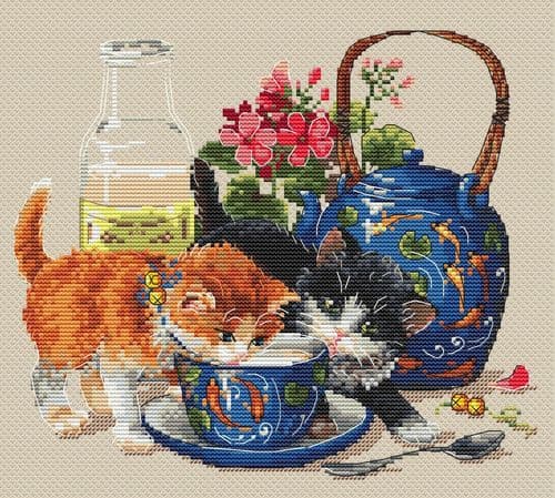 Merejka Kittens & Milk cross stitch kit