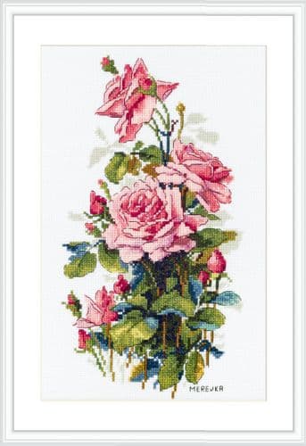 Merejka Pink Roses cross stitch kit