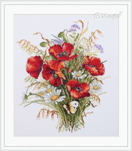 Merejka Poppies and Oats cross stitch kit