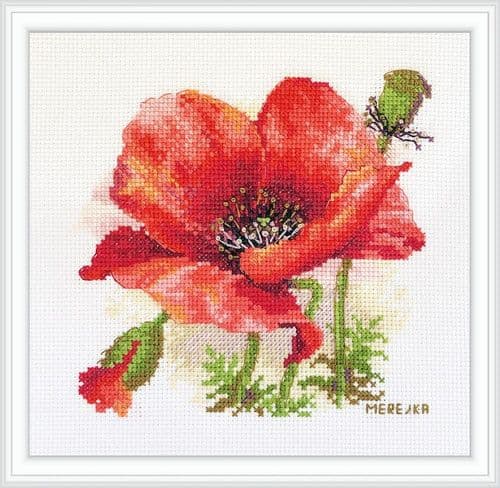 Merejka Red Poppy cross stitch kit
