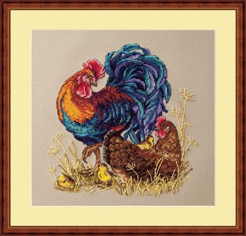 Merejka Rooster and Hen cross stitch kit