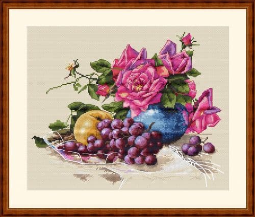 Merejka Still Life with Grape cross stitch kit
