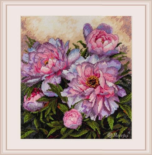 Merejka Tender Peonies cross stitch kit