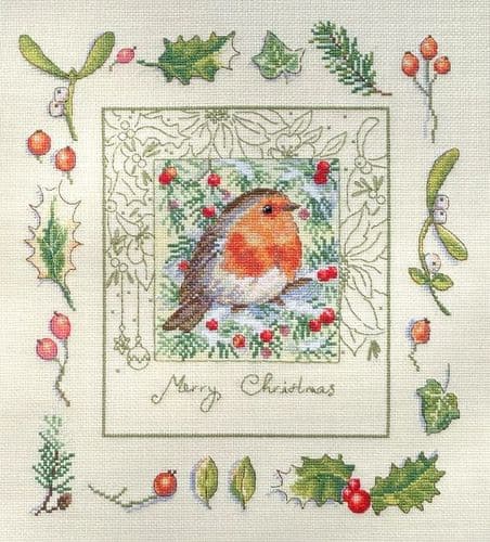 Merejka The Christmas Robin cross stitch kit