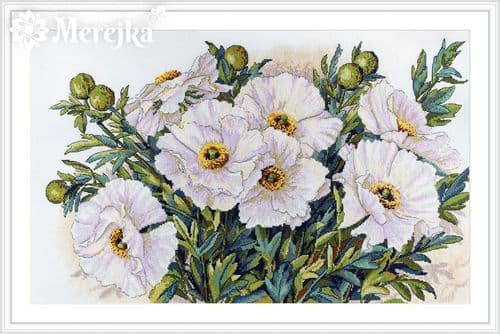 Merejka White Flowers cross stitch kit