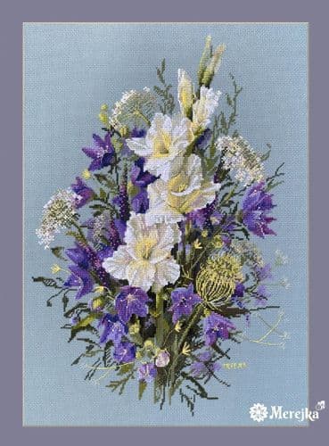 Merejka White Sword Lily cross stitch kit
