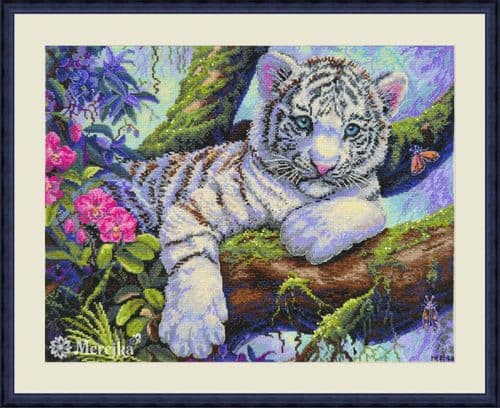 Merejka White Tiger cross stitch kit