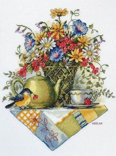 Merejka Wildflower Tea cross stitch kit