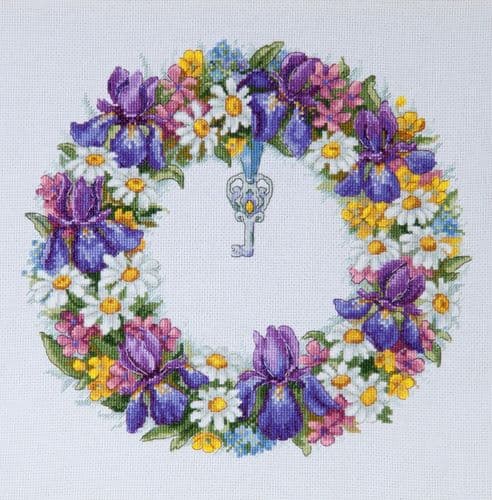 Merejka Wreath with Irises cross stitch kit