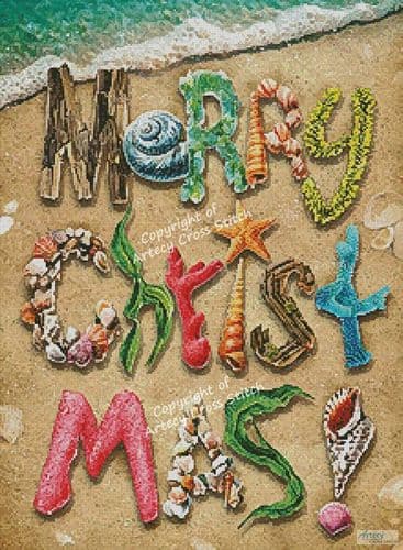 Merry Christmas Beach by Artecy printed cross stitch chart