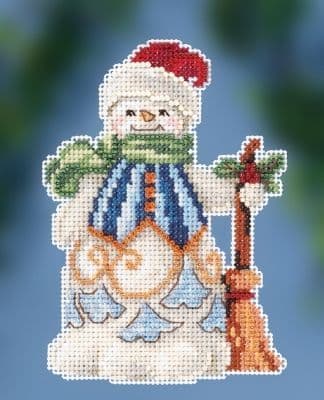 Mill Hill Jim Shore Clean Sweep Snowman beaded cross stitch kit
